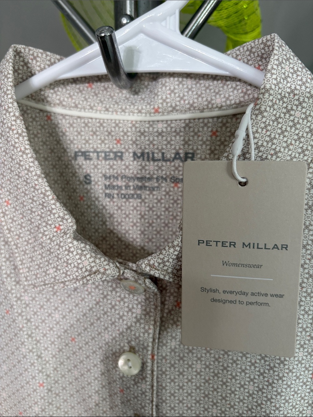 Peter Millar Sleeveless Polo Tank - Taupe Dot Pattern - Picture 2 of 4